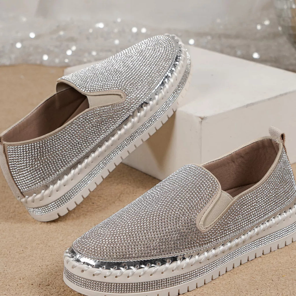 Rhinestone Round Toe Platform Loafers eea41c58b7814a5f8634dd4a59a5209f-Max-Origin Trendsi