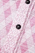 Women's Shacket Pink Geometric Print Textured Flap Pockets Long Sleeve Outwear eea9e48e-b4f7-40f7-97f4-7828f15788ea-Min Trendsi