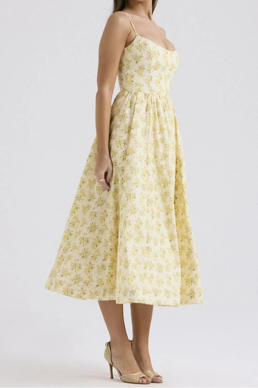 Floral Midi Dress Spaghetti Strap Ruched Zipper High Waisted eeaa2881-0ae4-4e8e-bb21-77d0f60f321b-Max-Origin Trendsi