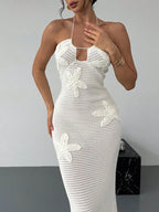 Midi Knit Dress White Crochet Backless Flower Embroidered Halter Cout Out Tied eeb19641-2ea0-43c2-bf70-7873b651c0f9-Max-Origin Trendsi