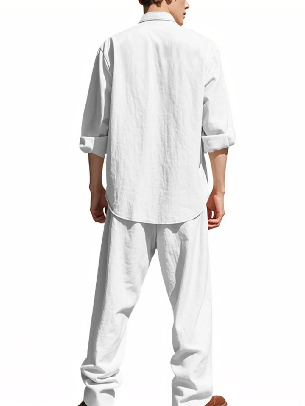 Men's Outfit Set Button Up Shirt Long Sleeve Lightweight and Pants Two-piece ef19bc60cc614deebe27dba078d5086c-Max-Origin Trendsi