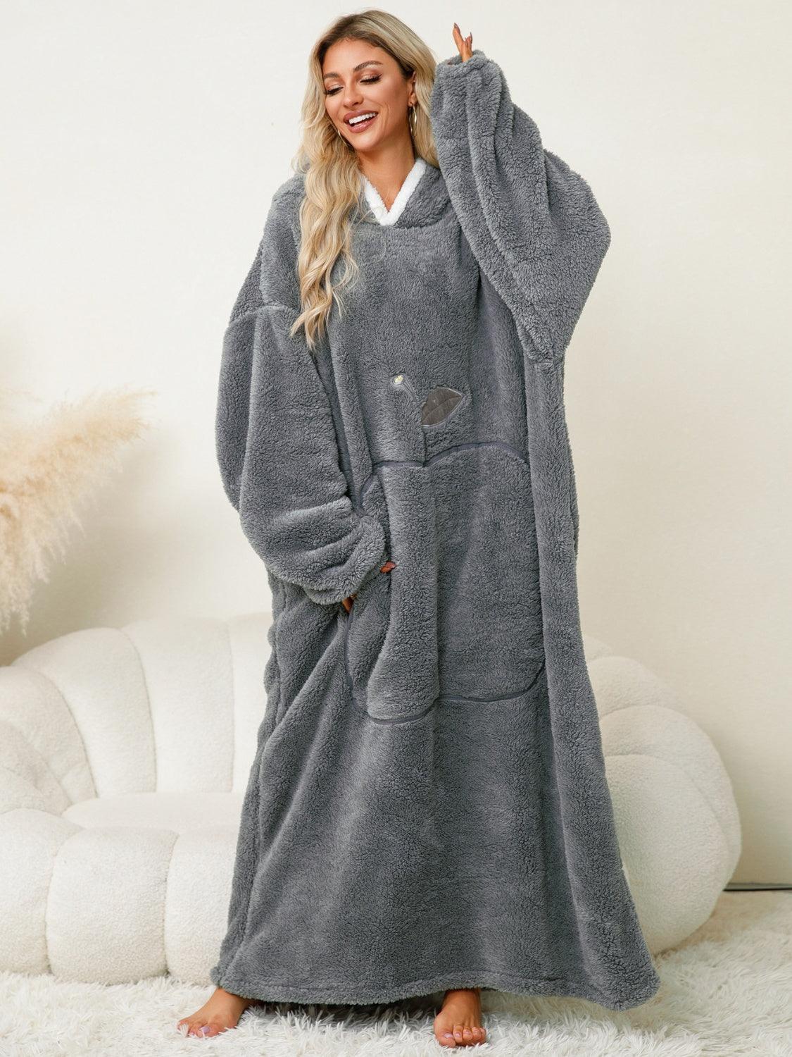 Hooded Lounge Dress Oversized Soft Pocketed Contrast Long Sleeve ef25b80c-f61c-442f-b795-79ecb8b15dc5-Max Trendsi