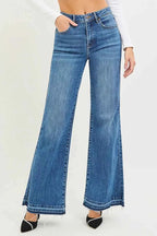 RISEN High Rise Wide Leg Jeans With Released Hem Raw Hem Denim Pants ef377984dc4c4ef0975928c15b0f33d2-Max-Origin Trendsi