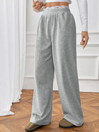 Women's Joggers Gray Wide Leg Lace Waistband Detail Casual Pants ef419489910e49d1b1f9ff94c5a9c021-Max-Origin Trendsi