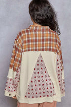 POL Womens Shacket Cream Contrast Plaid Star Buttoned Jacket ef4a5f0e-f8a9-46f4-952a-bb2d82bff2ff-Max-Origin Trendsi