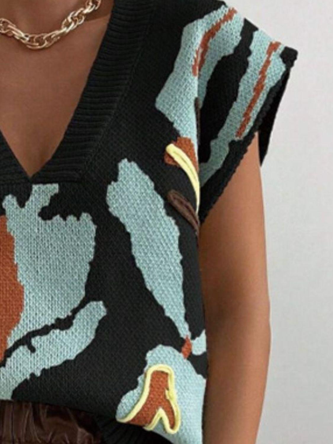 Sweater Vest Color Block V-Neck Knit Sleeveless Knitwear Top ef77caa8-2620-4bb2-8c9d-c9c77eb5fbb8-Max Trendsi