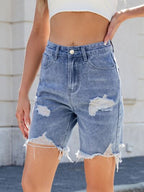 Moni Wear Denim Shorts Women's Distressed Raw Hem ef849c9a-ac29-4f4d-9187-7e57d8f3aef8-Min Trendsi