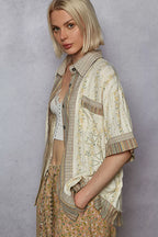 POL Womens Shirt Cream Multi Floral Printed Button Patchwork Short Sleeve efa889d4-7132-4f23-9b12-e55c5a27d9bc-Max-Origin Trendsi