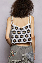 POL Cropped Cami Handmade Crochet Floral Square Neck Ivory Black Top efca4362-5edc-420e-9ed6-4965251555a8-Max-Origin Trendsi