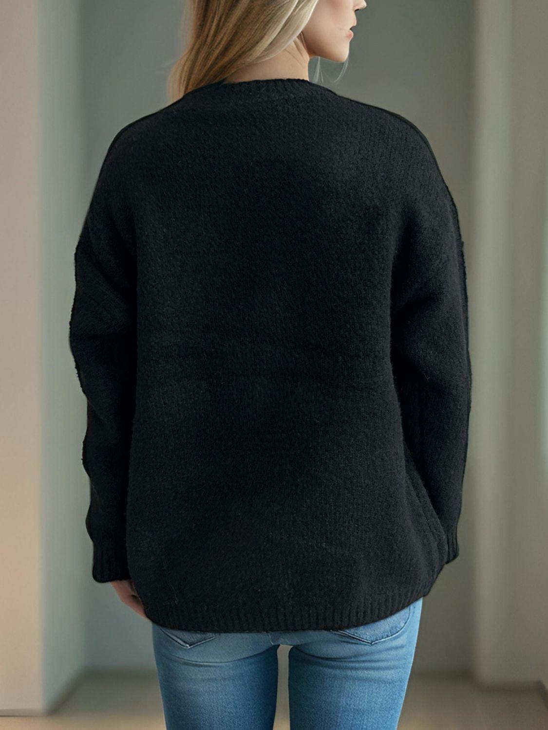 Cherry Sweater Round Neck Long Sleeve Casual Basic Knitwear efcf54be-df4c-468f-b5c3-99f5a71874e3-Max Trendsi