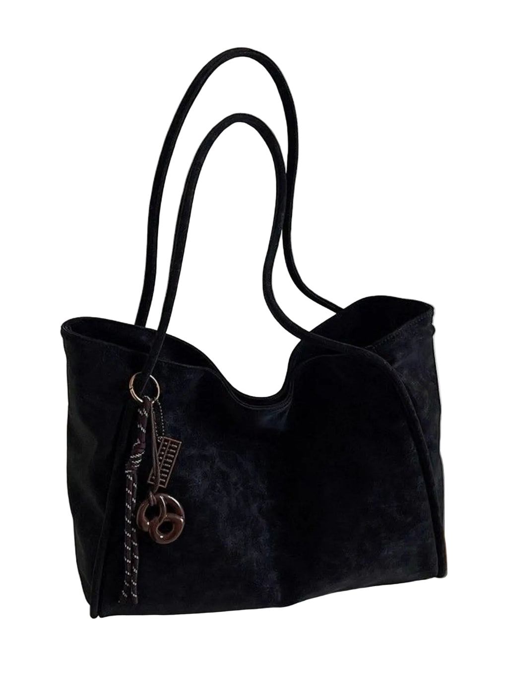 Elegant Solid Color Large Suede Shoulder Bag - Classic and Versatile