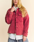 Davi & Dani Quilted Shacket Plaid Button Down with Chest Pockets Long Sleeve Brick eff94606-fc7a-4e4d-9eca-c4e6e1ddc43e-Max Trendsi
