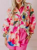 Women's Shirt Floral Pink Print Collared Ruffle Long Sleeve Blouse effd3cdd-996a-42a2-b0f2-7a4f9beb68b8-Max Trendsi