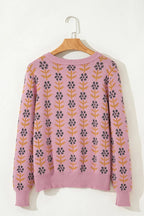 Women's Knit Cardigan Floral Button-Up Long Sleeve Knitwear f02ec9cd-2553-4a17-8ed2-d89adf306f92-Max-Origin Trendsi