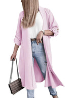 Trench Coat Slit Open Front Roll-Tab Sleeve Outwear f073673f-eda3-47f0-bf99-378fea18fdf6-Max Trendsi