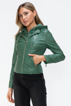 Snobbish Faux Leather Women Jacket Zip Hooded Pocketed Green Basic f07a1606-32e3-44b1-b0f8-2a99218d4c78-Max_725829a1-e4f1-4009-8612-b5ca0a745fc6 Trendsi