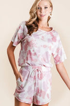 BiBi Shorts Tie Dye Print Pink Multi Terry With Side Pockets f08091f615e9437cbe5fe8d5981fa6ab-Max-Origin Trendsi