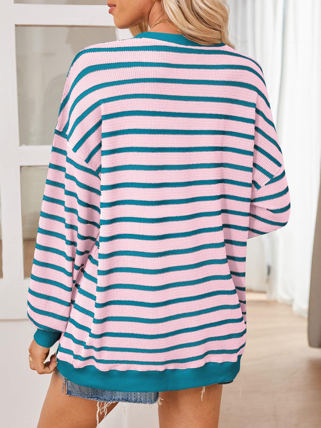 Lovelet Sweatshirt Striped Contrast Long Sleeve Top f081d978-7f1e-43bf-b211-2f9ff82f6ec6-Max Trendsi