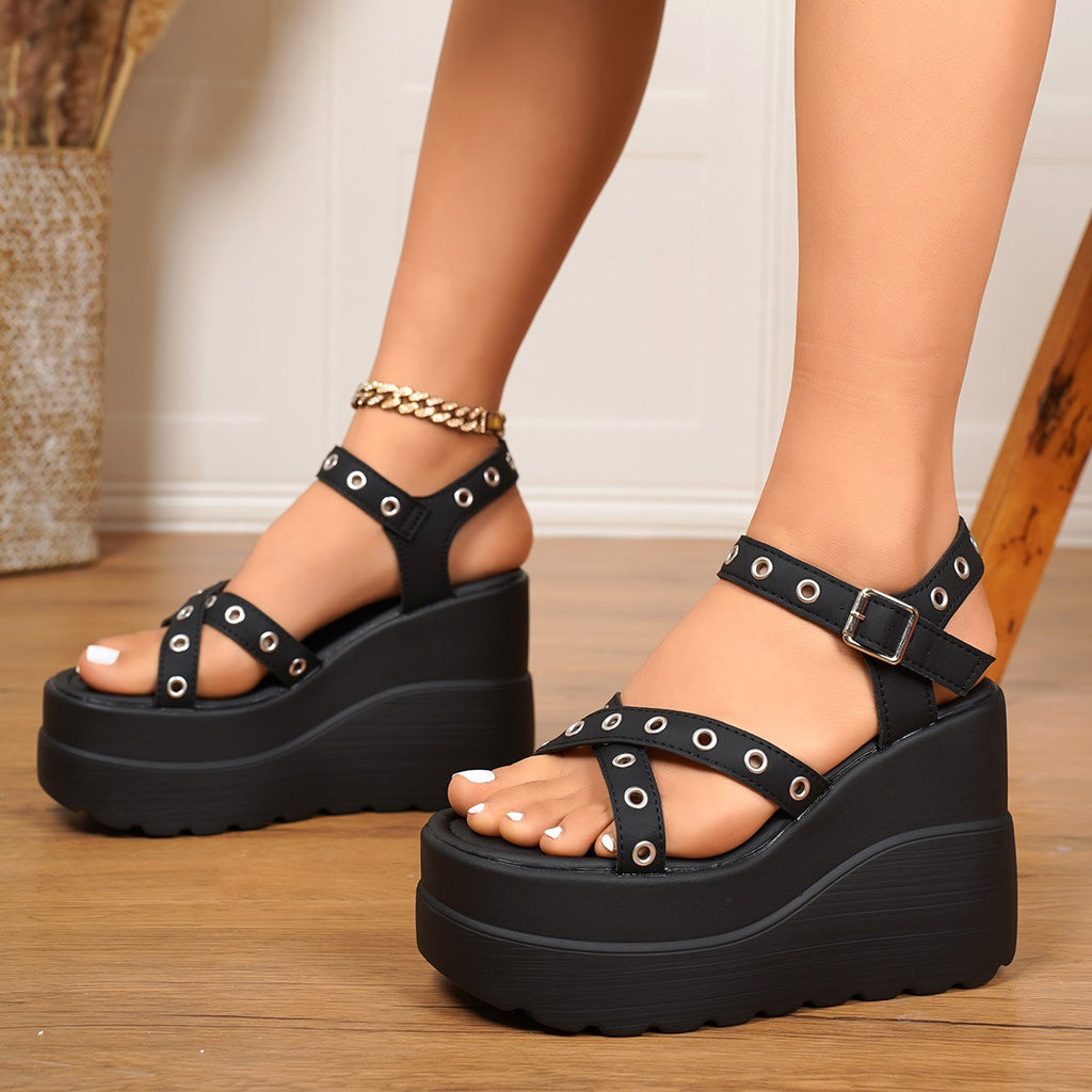 Crisscross Platform Wedge Sandals