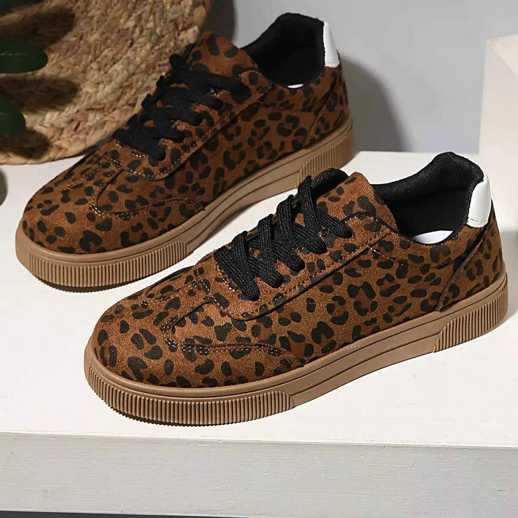 Women Sneakers Leopard Suede Lace Up Flat Shoes Brown f0c292260d134227b7c3198df1d50a41-Max-Origin Trendsi