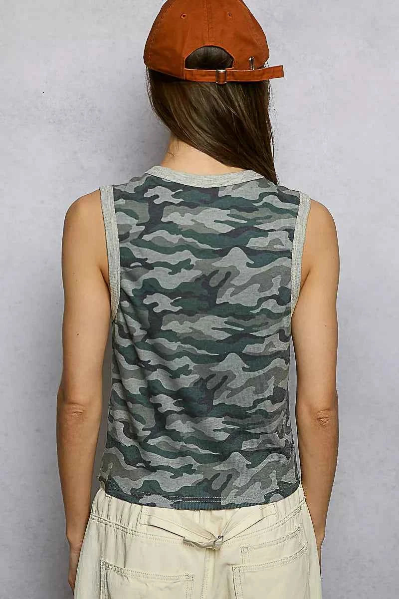 POL Camouflage Tank Top Cropped Studded V-Neck Blouse f0e7bb2c-22cd-4e25-b8c1-791f0db65a3e-Max-Origin Trendsi