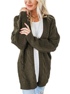 Cable-Knit Cardigan Open Front Long Sleeve Knitwear f0f26d29-ef2a-422a-b93d-89e1f78c358d-Max Trendsi