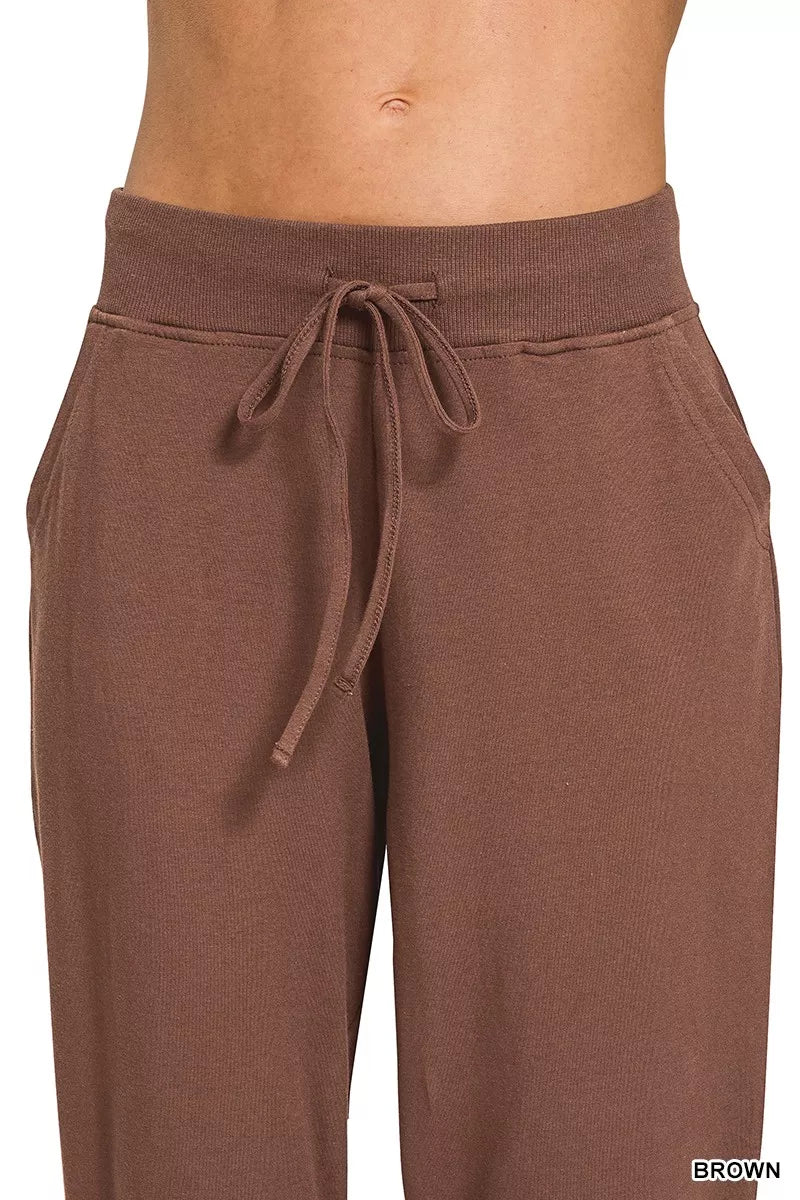 Zenana Womens Joggers Brown Drawstring Cotton with Pockets f138212784f44faabcf781e5d3411e1c-Max-Origin Trendsi