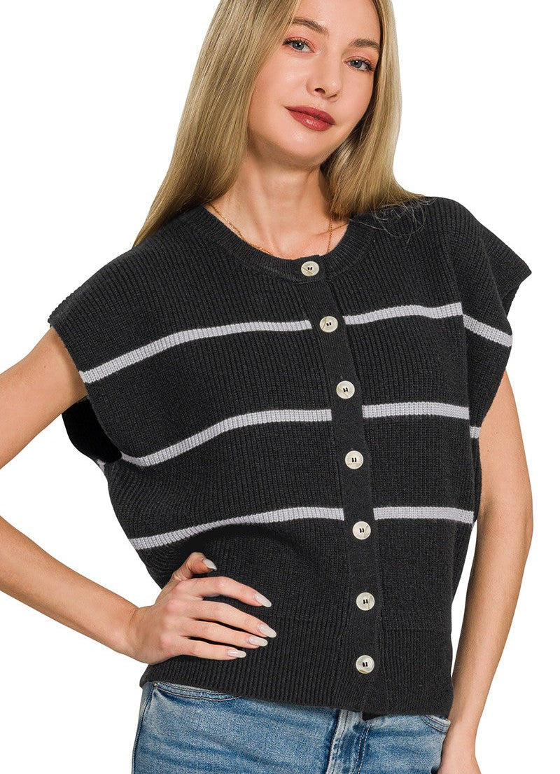 Zenana Striped Viscose Sweater Vest