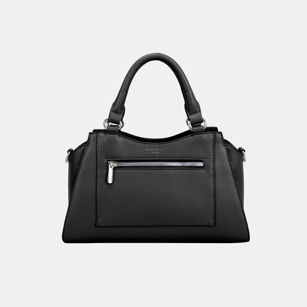 David Jones Leather Handbag Medium Tote Zip Outer Pocket Women Purse Black One Size f13df6ab-ae8d-4da2-bbd2-15198ec4bdf7-Max Trendsi