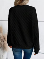 Women's Sweatshirt Textured Notched Raglan Long Sleeve Top f157d87d354b4a27bf0c73506527d2d7-Max-Origin Trendsi