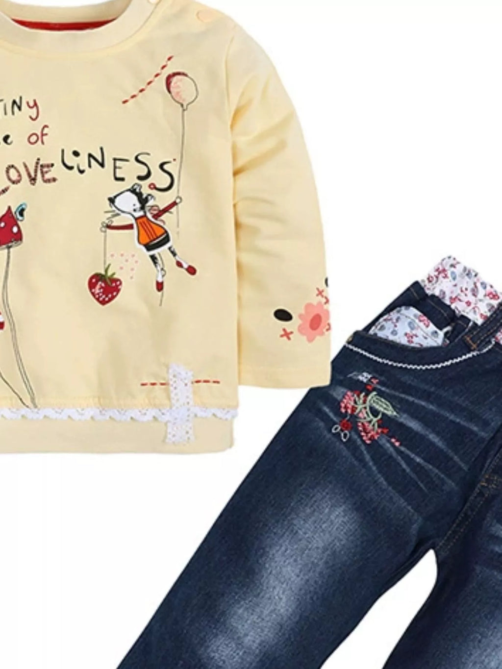 Girl's Outfit Set Long Sleeve Round Neck Top and Jeans for Children f1a0bd24-32b0-4573-a84d-4690727ea812-Max-Origin Trendsi