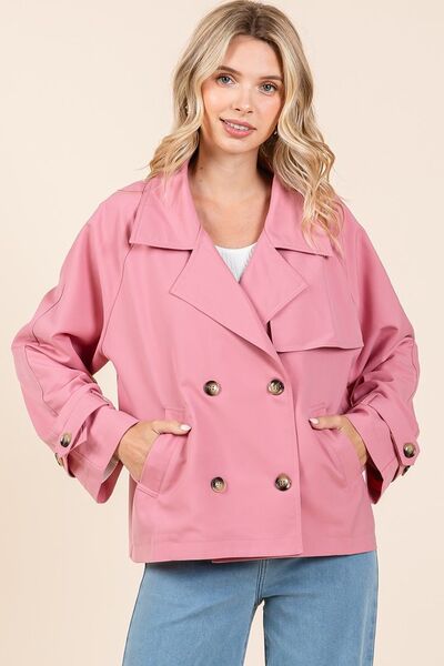 Mittoshop Trench Coat Rose Double Breasted Long Sleeve Short Jacket f1d2b248-2548-476c-b7e0-02721a8c137b-Min Trendsi