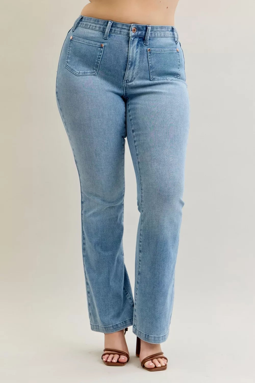Judy Blue Bootcut Jeans Mid Rise with Contrast Wash & Front Patch Pockets f1d37731-9aa5-4a54-bc42-42d9c4f255c1-Max-Origin Trendsi
