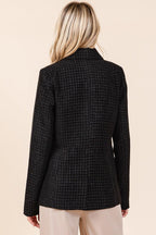 Mittoshop Plaid Blazer Texture Double-Breasted Long Sleeve f1f61895-d53b-44b2-a43f-f22403b63cac-Max Trendsi