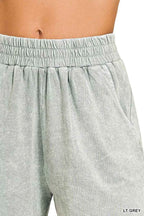 Zenana Activewear Set Halo Snow Washed Light Gray Short Sleeve Tee and Shorts f20ffa374e9b46af9092949a64f632e0-Max-Origin Trendsi