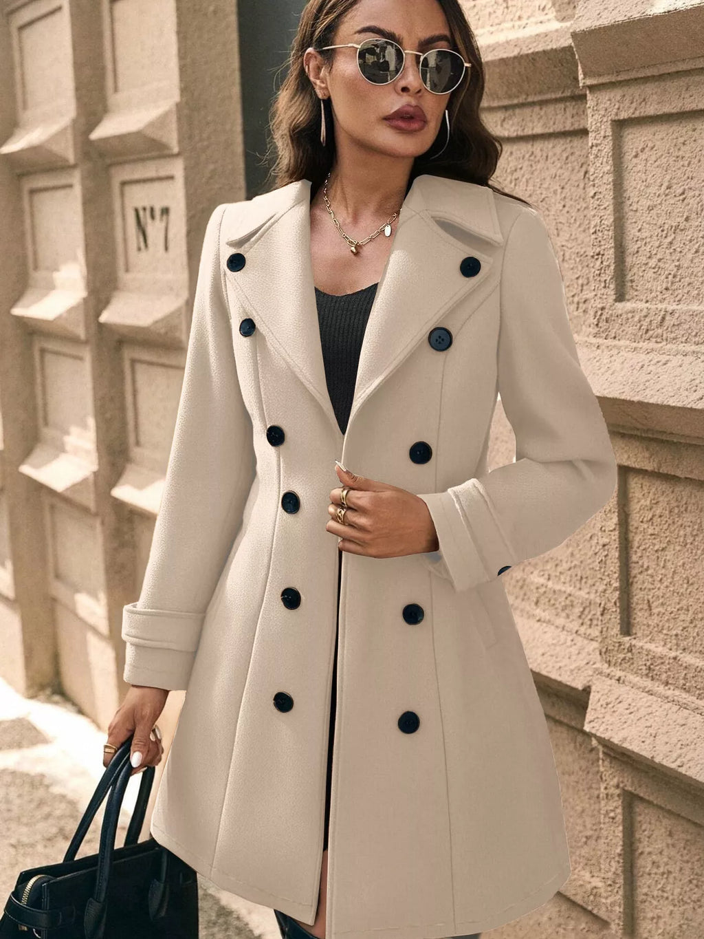 Womens Coat Double-Breasted Wool Blend Overcoat f211be67-6131-4eb3-849b-4238418fc3c7-Max-Origin Trendsi