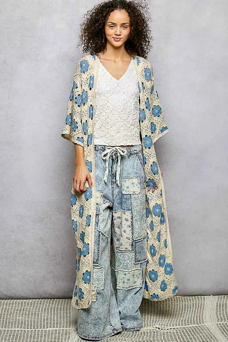 POL Crochet Longline Cardigan Sky Blue Floral Open Front NATURAL SKY One Size f2347d1b-bd04-4698-b84e-ad980a256e4d-Max-Origin Trendsi