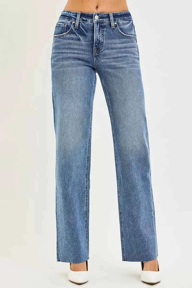 RISEN Straight Jeans Tummy Control 4 Way Stretch Mid Rise Women Denim Pants f2831ec275164b438824b4fa27132980-Max-Origin Trendsi
