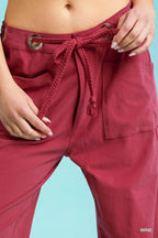 Umgee Wide Leg Cotton Pants Wine Red Drawstring Casual Pocketed f28fbe90-405f-4f2f-9d56-74eb859be7d4-Max-Origin Trendsi