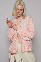POL Womens Hooded Jacket Pink Exposed Seam with Floral Lace Detail f29958d2-f325-473d-b550-166111395007-Max-Origin Trendsi