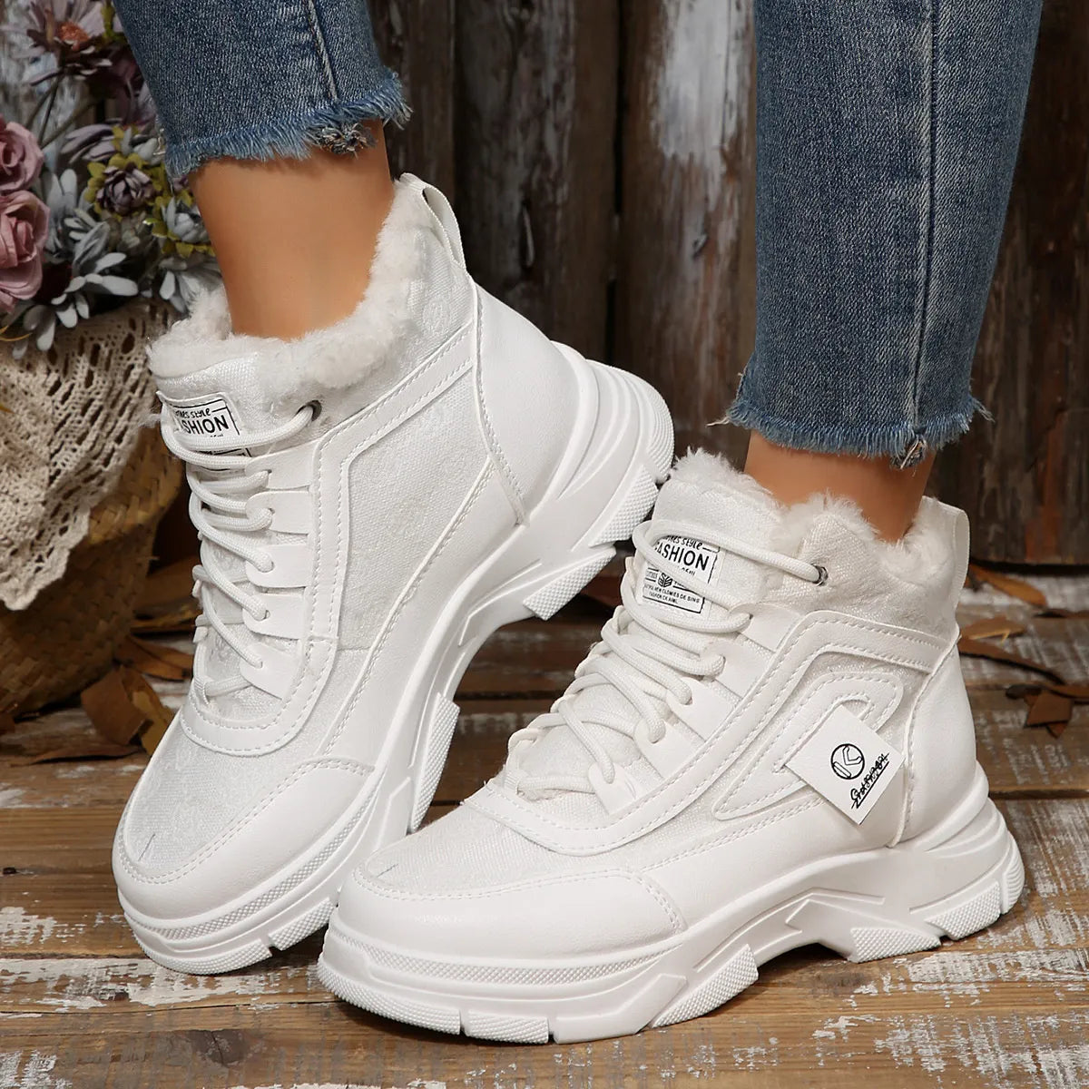 Women's Sneaker Boots High-Top Platform Chunky with Lace-Up Fluff Shoes f2a7de7731e14ecea3153b72b7301ad2-Max-Origin Trendsi