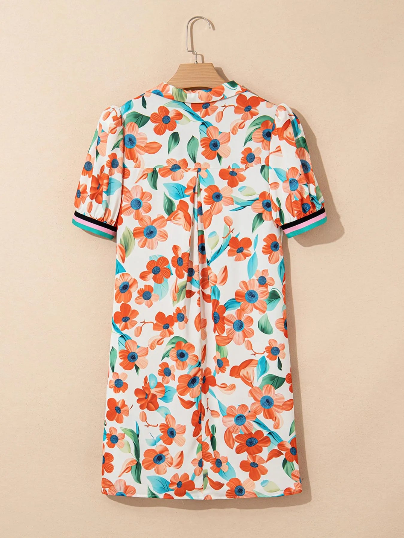 Mini Floral Dress Contrast Trim Split Neck Puff Short Sleeve Tiered f2ac3b38-3713-4ee1-887b-6d774f1645fd-Max-Origin Trendsi