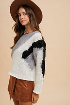 Women's Sweater Annie Wear Color Block Black Combo Long Sleeve Pullover f2bdef13-c1cf-4242-bfd0-41ce4ef7a0ba-Max Trendsi