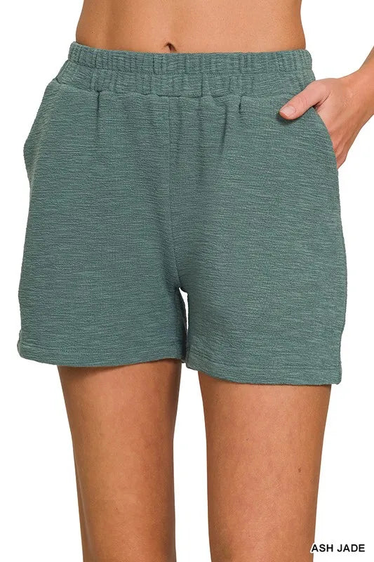 Zenana Cotton Slub Casual Short Pants