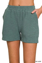 Zenana Cotton Shorts Slub Ash Jade Short Pants Comfort Pocketed ASH JADE f2cee603e0bc4e3d9650bf742eb4d790-Max-Origin Trendsi