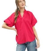 Umgee Lace Trim Peasant Top