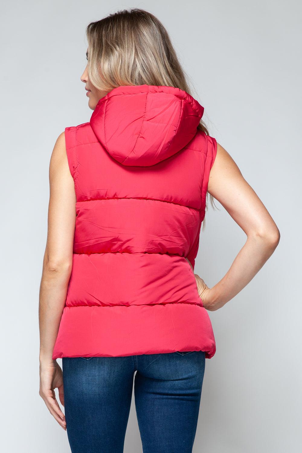 Hooded Vest Snobbish Snap and Zip Closure Pocketed Sleeveless Red f2fb7a80-cbc8-434f-a497-77973e640574-Max Trendsi