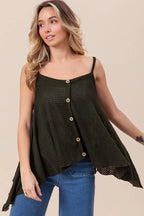 BiBi Cami Top Popcorn Waffle Black Knit with Buttoned Front Oversized f30178dbb8dc49bebe9a9da2ea1acc80-Max-Origin Trendsi