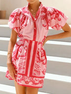 Women's Outfit Set Printed Top Puff Short Sleeve and Zip Back Skirt Sets f30bfede-11eb-434e-97c6-2441d28aeac3-Max-Origin Trendsi