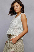 POL Blouse Textured Lace Cropped Tank Ivory Ruffled with Trim Detail Top f31e3f2b-1ab8-479a-b9e0-9402efc1976d-Max-Origin Trendsi